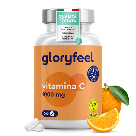 Vitamina C, Acido Ascorbico, Vitamina C 1000mg, 200 Compresse Vegan (6+ mesi), Vitamina C Pura Compresse, Integratore Difese Immunitarie, Vitamin C Concentrata ad Alto Dosaggio