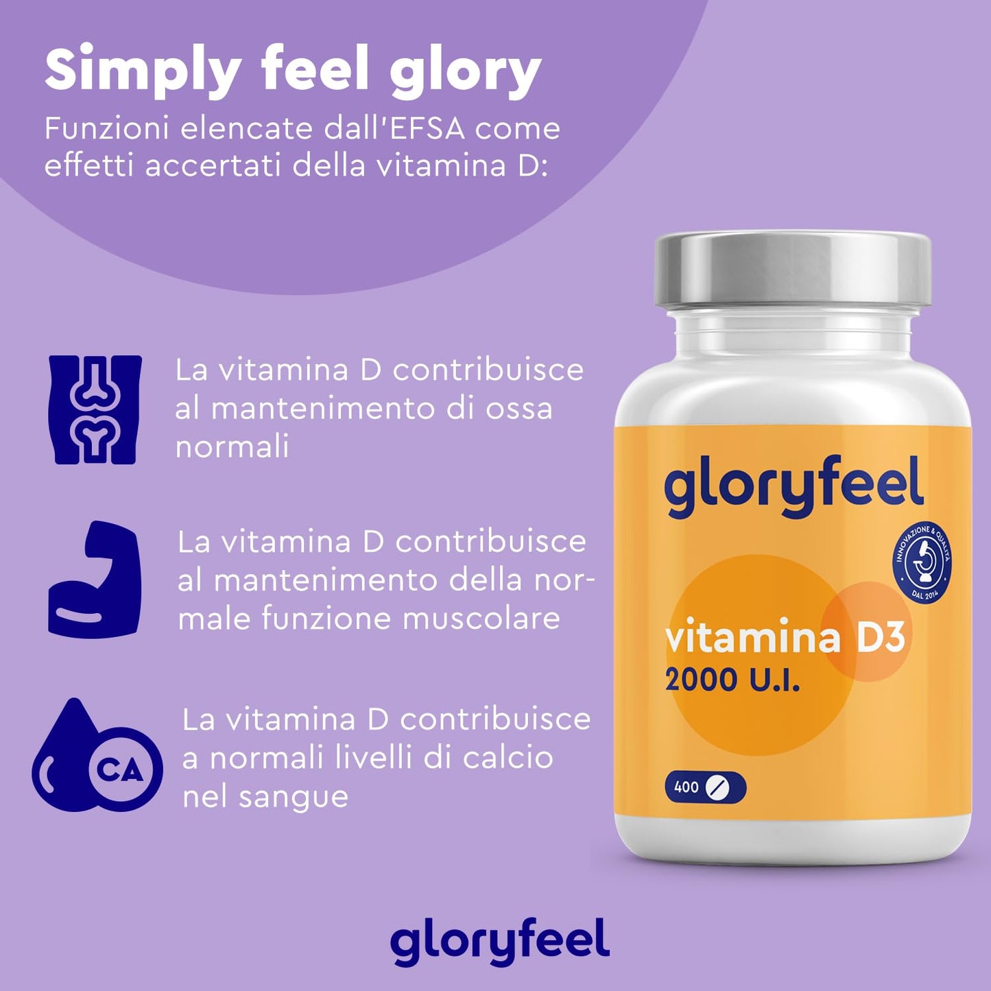 Vitamina D 2000UI (50mcg), Qualità Premium, 13+ Mesi di Vitamina D3, 400 Compresse di Vitamina D 2000 UI (Colecalciferolo), Ossa, Denti, Muscoli, Sistema Immunitario, Integratore Vitamina D (Vit D)