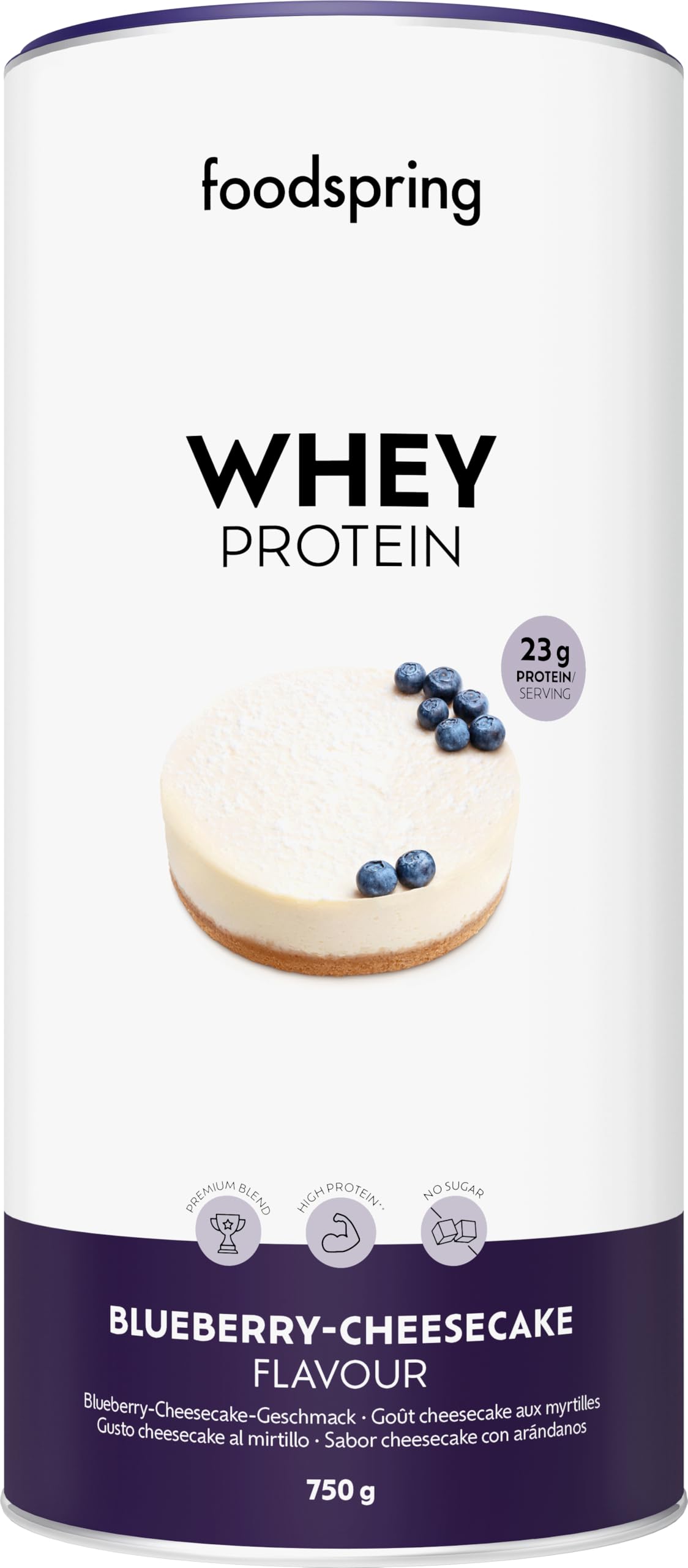 foodspring - Proteine Whey in polvere Cioccolato - Con 21 g di proteine per l'aumento muscolare, perfetta solubilità, ultra-filtrate & ricche di BCAA ed EAA - gusto pieno e delizioso (750 g)