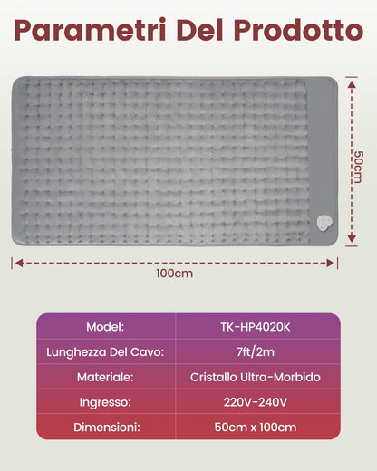 Mefine Termoforo 100x50cm, Extra Grande Termoforo Elettrico con 6 Impostazioni di Calore e 4 Timer, Riscaldamento Rapido Cuscino Termico Elettrico per Schiena Spalle Cervicale Lombare, Lavabile