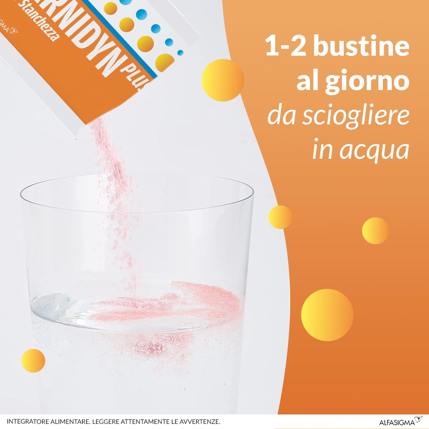 Carnidyn Plus Integratore Alimentare per Stanchezza Mentale e Fisica, 20 Bustine da 5g da Sciogliere in Acqua, Gusto Agrumi