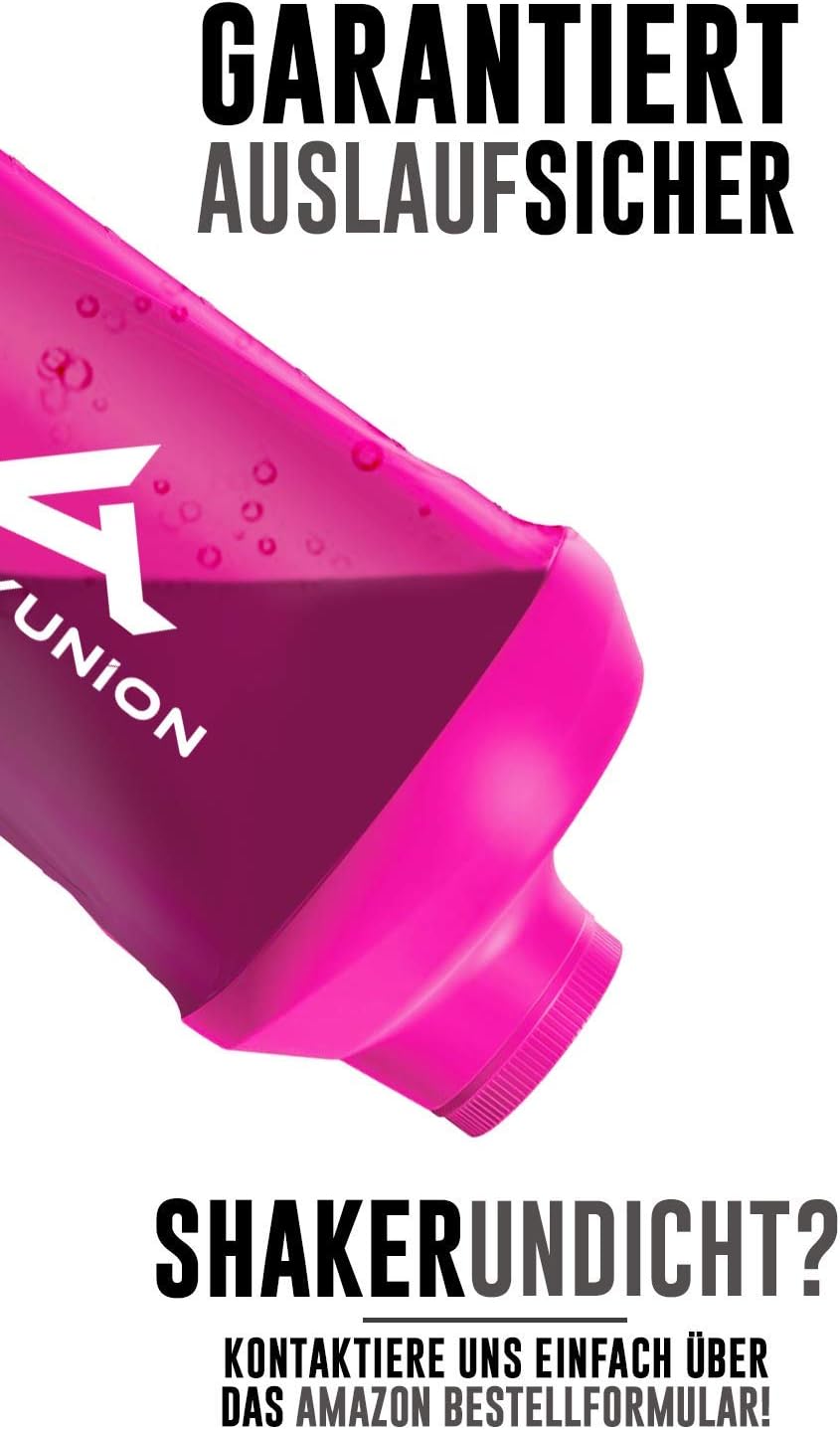 AMITYUNION Set da 700 ml di Protein Shaker da donna - ORIGINAL Senza BPA con setaccio e scaglie per frullati di siero di latte cremoso, coppe fitness da palestra per concentrati Rosa