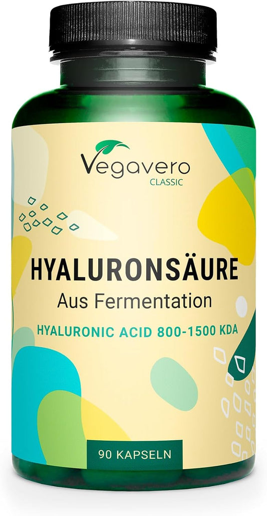 Acido Ialuronico Integratore | 600 mg | 800-1500 kDa | VEGAN | 100% NATURALE da fermentazione | 90 capsule | Hyaluronic Acid | Vegavero®