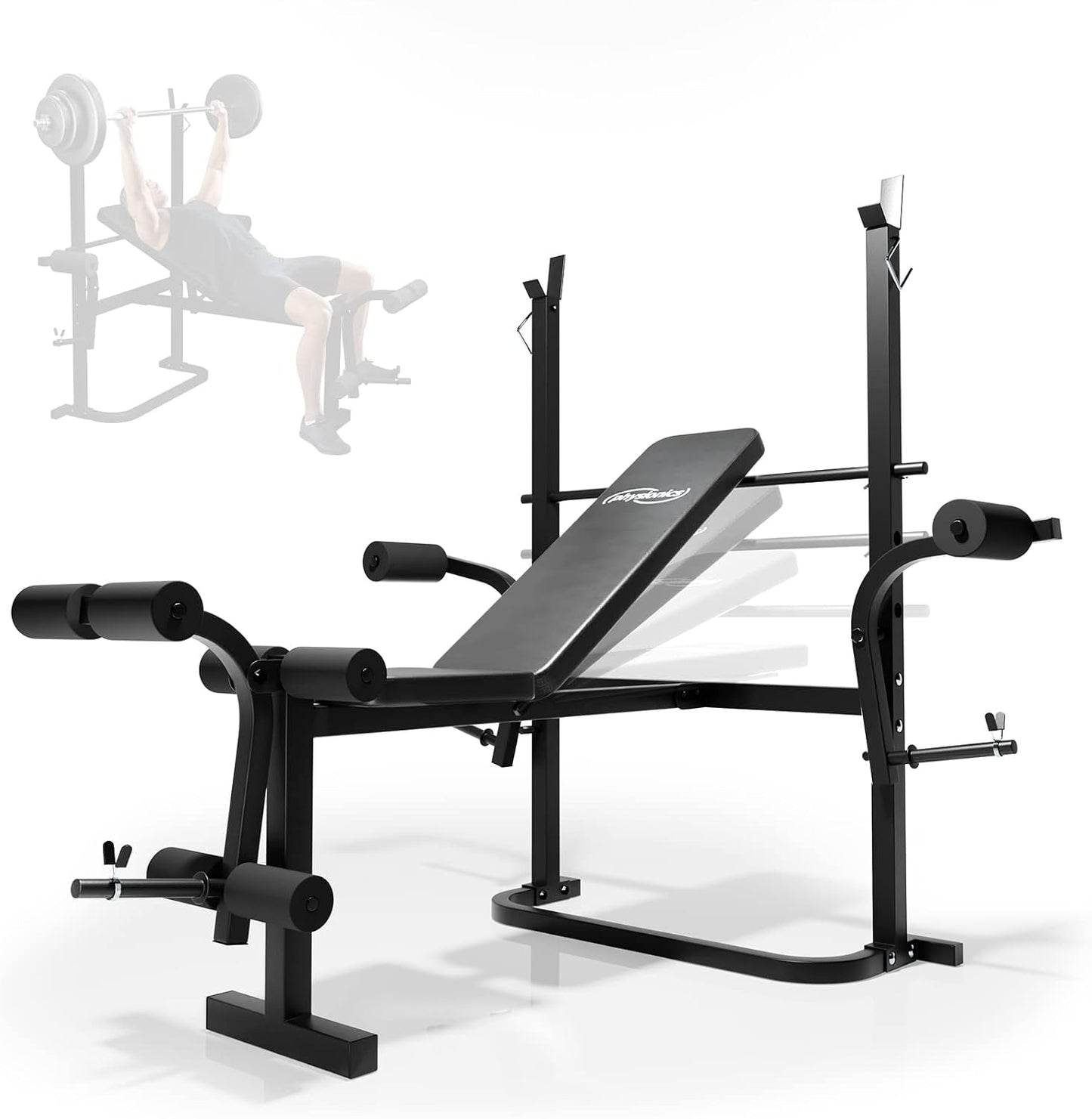 Physionics® Panca Multifunzione - Regolabile, con Stazione Butterfly, Estensioni delle Gambe e Portabilanciere, Carico Max. 255 kg - Panca Pesi, Stazione da Palestra, Fitness