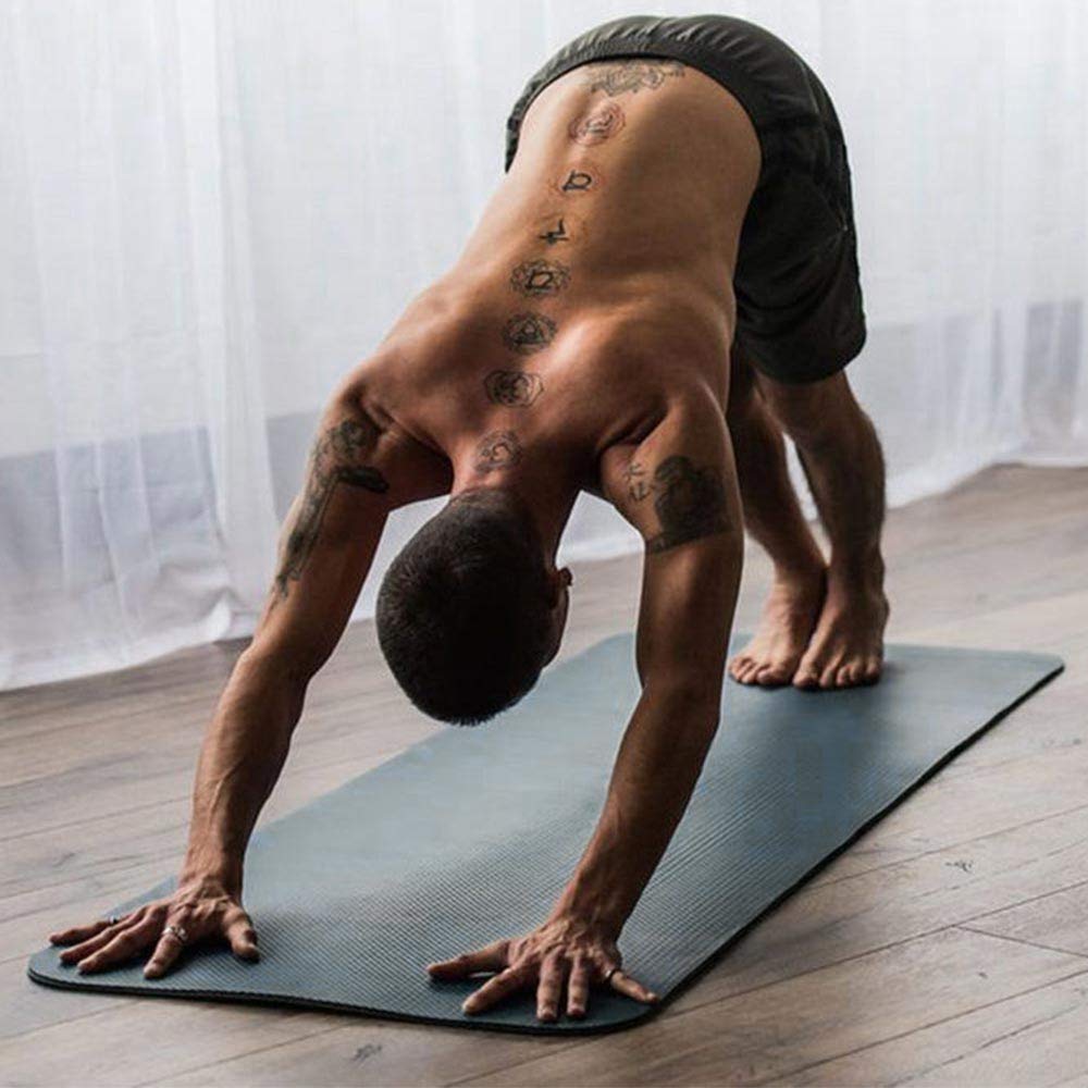 BAKAJI Tappetino Yoga in TPE Ecologioco Doppio Strato Antiscivolo Alta Densità Materassino Tappeto Allenamento Fitness Aerobica Palestra Ginnastica Dimensione 180 x 61 cm con Custodia