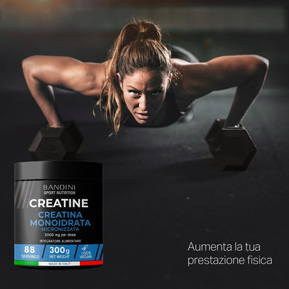 Bandini® Creatina Monoidrata in Polvere Pura al 100% - Integratore per Allenamento, Sport, Palestra e Pre Workout - Include Dosatore - 100% Vegan - A base di Creatine Monoidrato