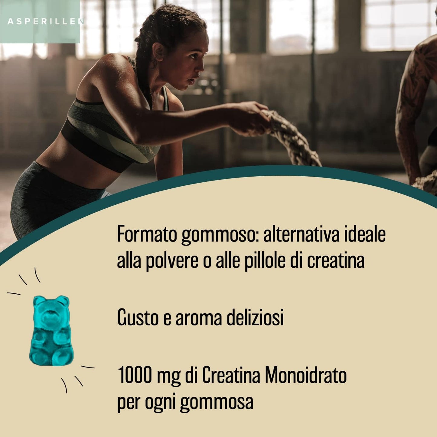 Creatina Monoidrato in Gommose - 2000 Mg di Creatina Monoidrata per Dose - Creatina Vegana Senza Glutine - Creatine Gummies - 60 Unità al Gusto di Mirtillo