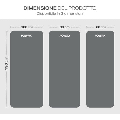 POWRX Tappetino Fitness Antiscivolo 190 x 60, 80, 100 cm - Ideale per Yoga, Pilates e Ginnastica - Extra Morbido e Spessore da 1,5 cm o 1 cm - Ecocompatibile con Tracolla e Sacca Trasporto + Poster