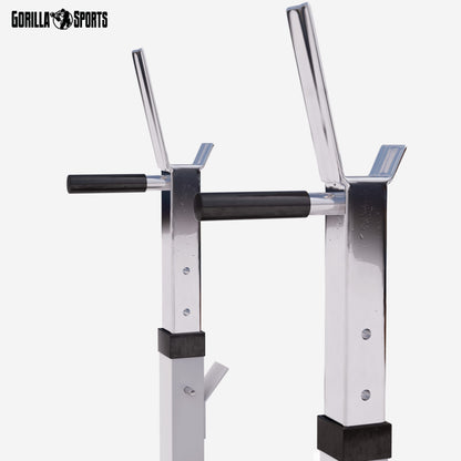 GORILLA SPORTS® Panca Pesi - con Porta Bilanciere, Regolabile e Pieghevole, Carico Max. 200kg, in Altezza, Nera/Bianca - Panca Piatta, Palestra, per Sollevamento, Multifunzione, Allenamento, Fitness