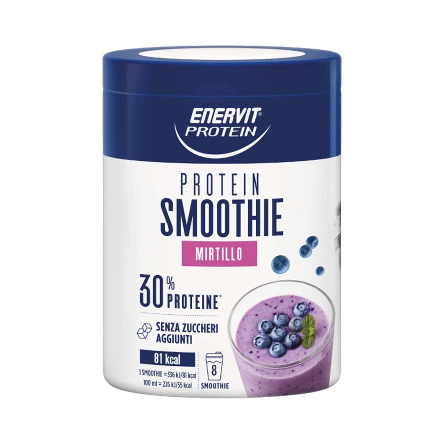 Enervit, Barattolo Smoothie al Mirtillo, Barattolo da 320 Grammi, Antiossidante, con Proteine di Pisello e Riso e Vitamina C, 100% Vegetale