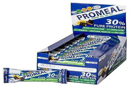 Volchem Promeal Zone 40-30-30, Barretta Proteico-Energetica con Ripartizione di Carboidrati-Proteine-Grassi (40-30-30), Senza Grassi Idrogenati, Scatola da 24 Barrette, Gusto Menta, 1200 g