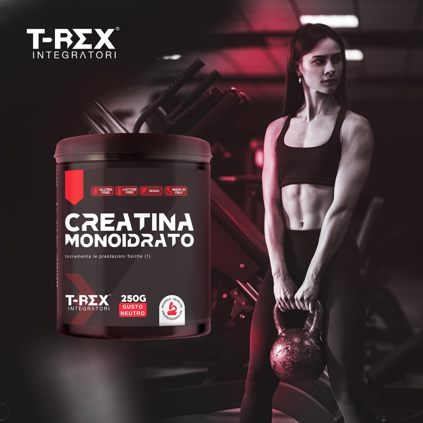 T-Rex Integratori Creatina Micronizzata Monoidrata 100 compresse da 1300mg - Integratore alimentare per massa muscolare e boost energetico pre workout