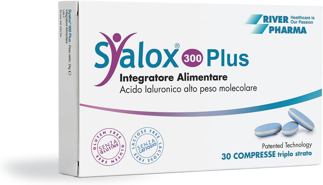 RIVER PHARMA® Syalox 300 Plus - Integratore alimentare con Acido Ialuronico alto peso molecolare e Boswelia, utile per la funzionalità delle articolazioni