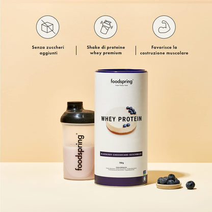 foodspring - Proteine Whey in polvere Cioccolato - Con 21 g di proteine per l'aumento muscolare, perfetta solubilità, ultra-filtrate & ricche di BCAA ed EAA - gusto pieno e delizioso (750 g)