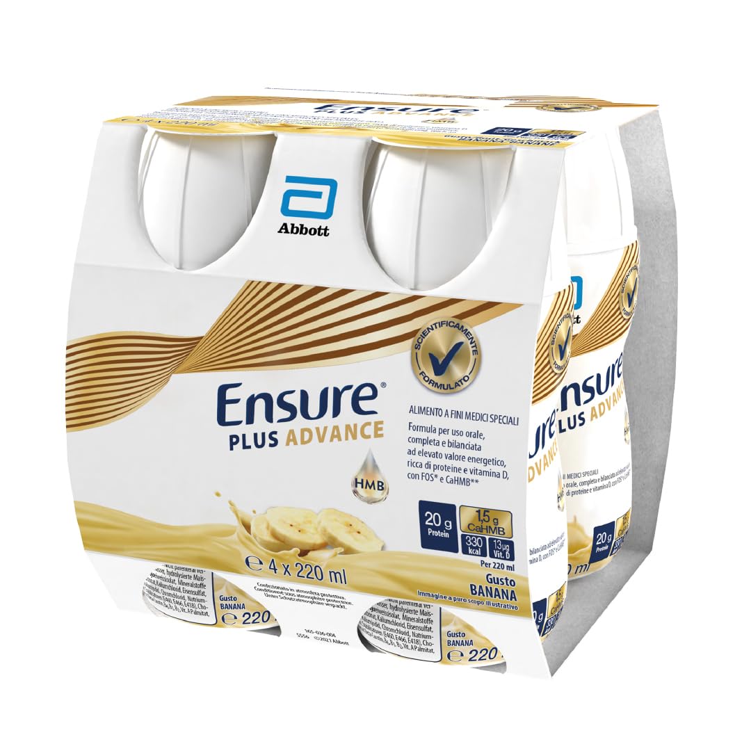 Ensure Plus Advance Supplemento Nutrizionale Ipercalorico ed Iperproteico |Formato bevanda| Alimento a fini medici speciali iperproteico| Confezione 4x220ml Gusto Cioccolato