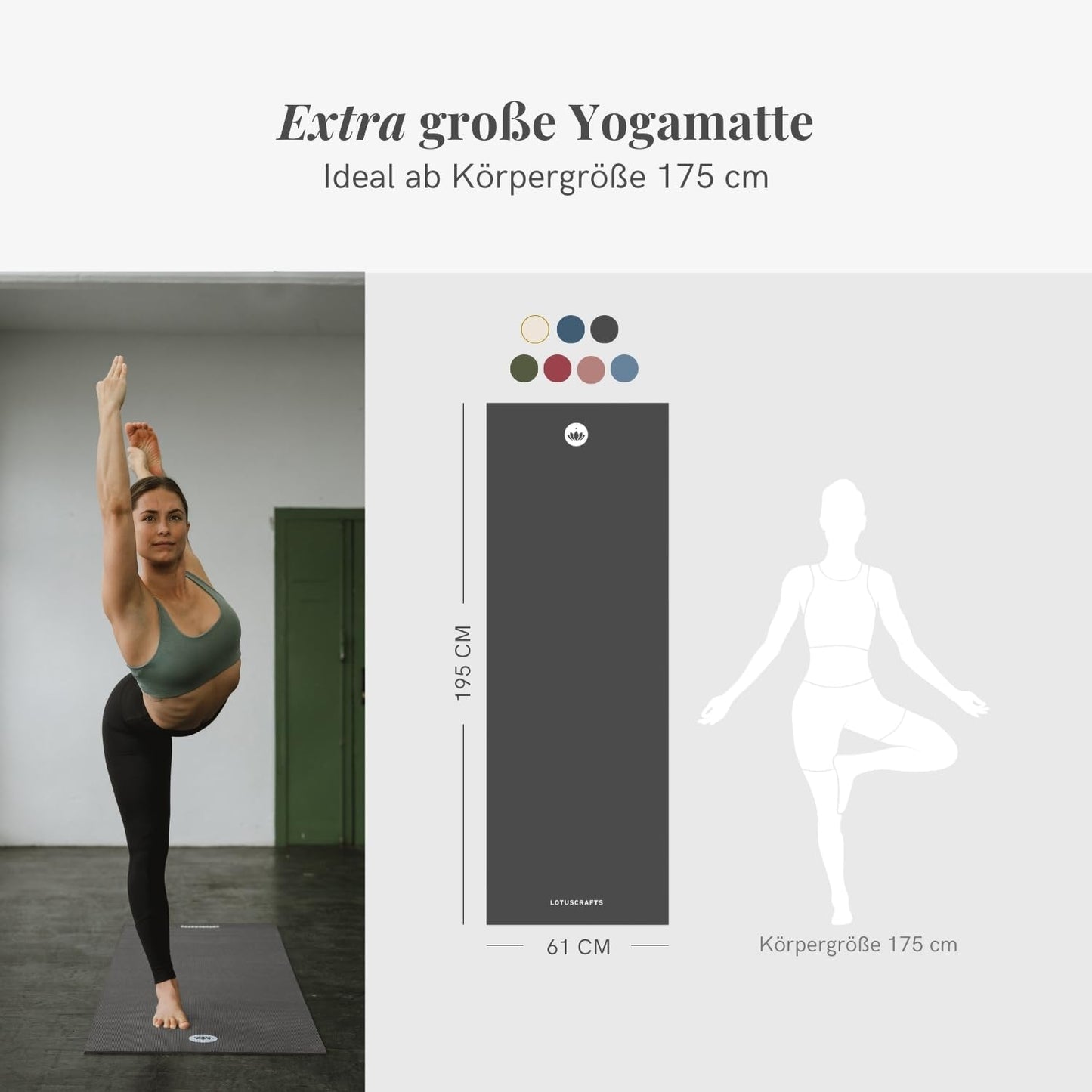 Lotuscrafts Tappetino Yoga Antiscivolo Professionale Mudra Studio XL - Materassino Yoga Antiscivolo per Principianti e Avanzati - Tappeto Yoga Professionale - Yoga Mat