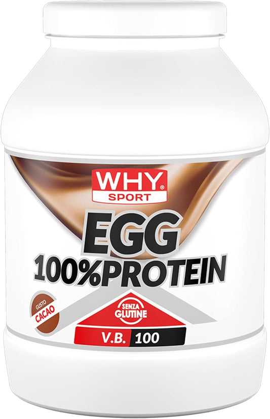 WHY SPORT EGG 100% PROTEIN - Proteine Senza Lattosio - Proteine in Polvere - Proteine di Albumina d’Uovo - Gusto Cacao - 750gr