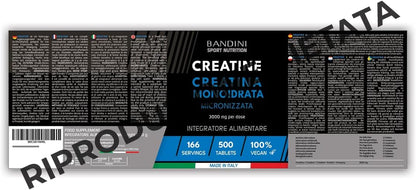 Bandini® Creatina Monoidrata Micronizzata 500 Compresse da 3000mg per dose - Integratore per Allenamento, Palestra e Pre Workout - 100% Vegan - A base di Creatine Monoidrato pura al 100%