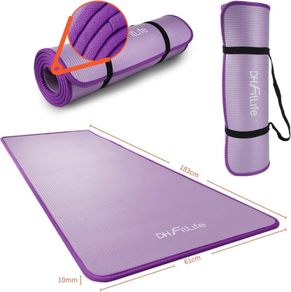 DH FitLife Tappetino da allenamento per fitness, tappetino sportivo, 183 x 61 x 1 cm, extra resistente agli strappi, tappetino da yoga antiscivolo e spesso, tappetino da allenamento