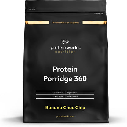 The Protein Works Porridge Proteico 360 | Basso Contenuto di Zuccheri, Ricco di Fibre, Vitamine E Minerali | Banana E Pepite di Cioccolato, 500 g, unità (Confezione da 1)