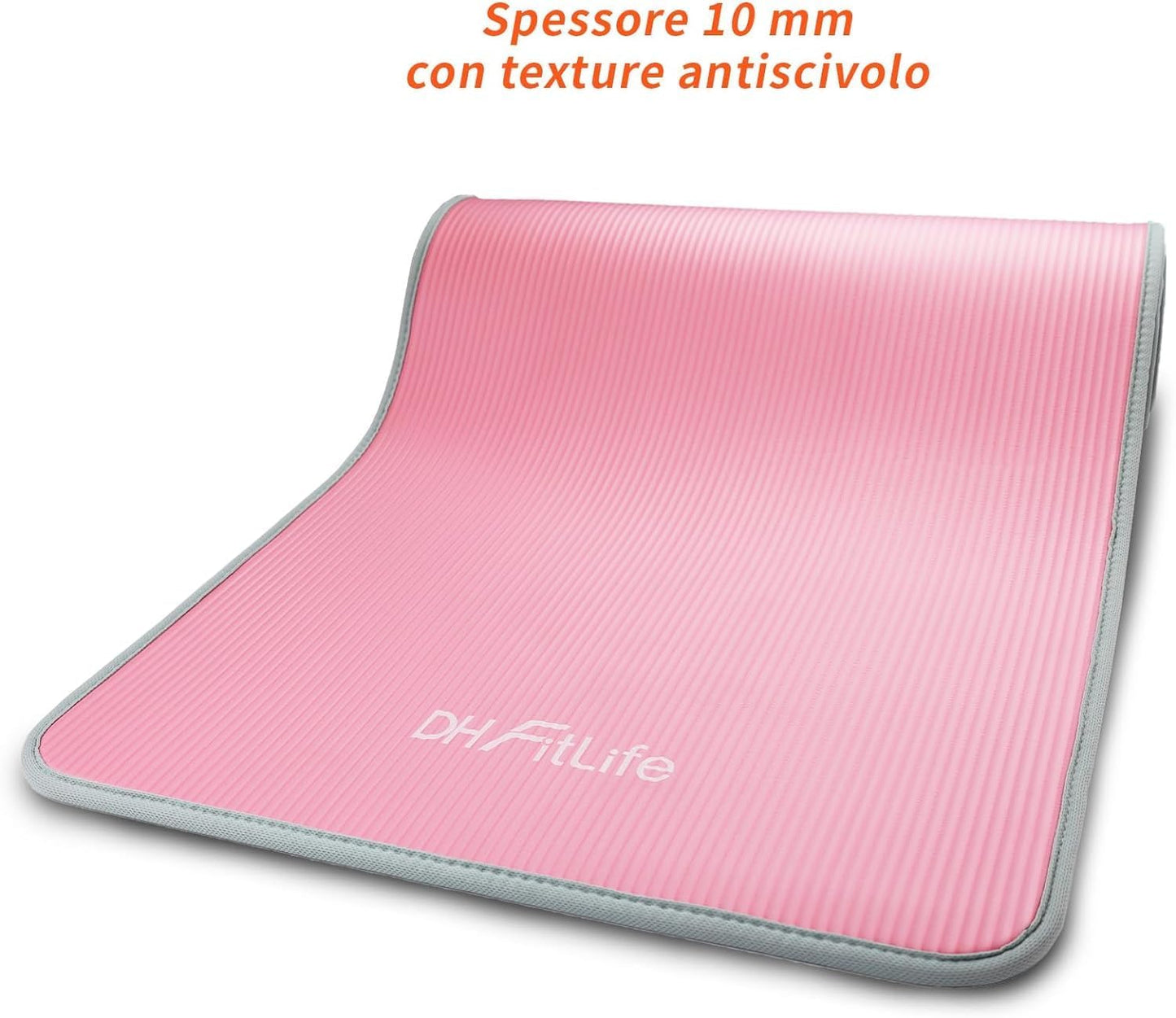 DH FitLife Tappetino da allenamento per fitness, tappetino sportivo, 183 x 61 x 1 cm, extra resistente agli strappi, tappetino da yoga antiscivolo e spesso, tappetino da allenamento