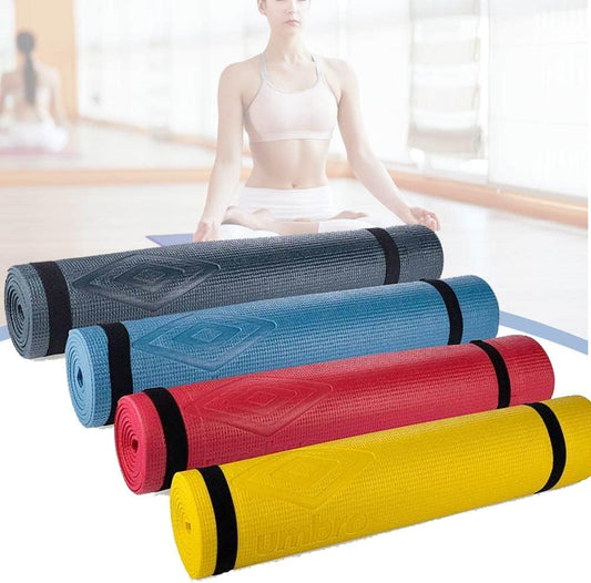 Tappetino Yoga Antiscivolo Alta Densità Materassino Tappeto Allenamento Fitness Aerobica Palestra Ginnastica con tracolla, Colori Assortiti (175 x 60 cm)