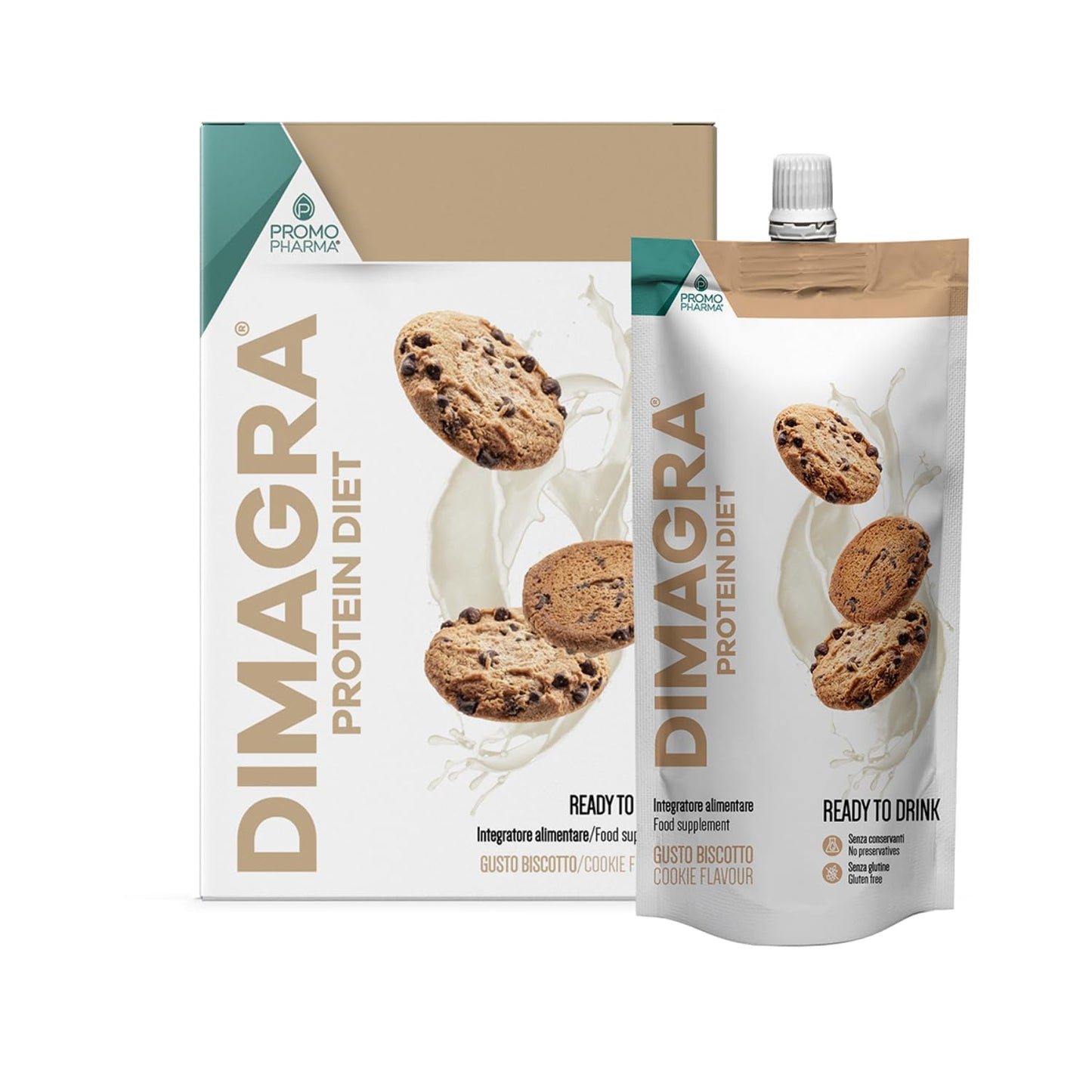 Dimagra Protein - Integratore Alimentare con proteine da siero del latte - Per dimagrire, disintossicare, per il mantenimento e la crescita della massa muscolare - Gusto cioccolato, 10 buste da 22 g