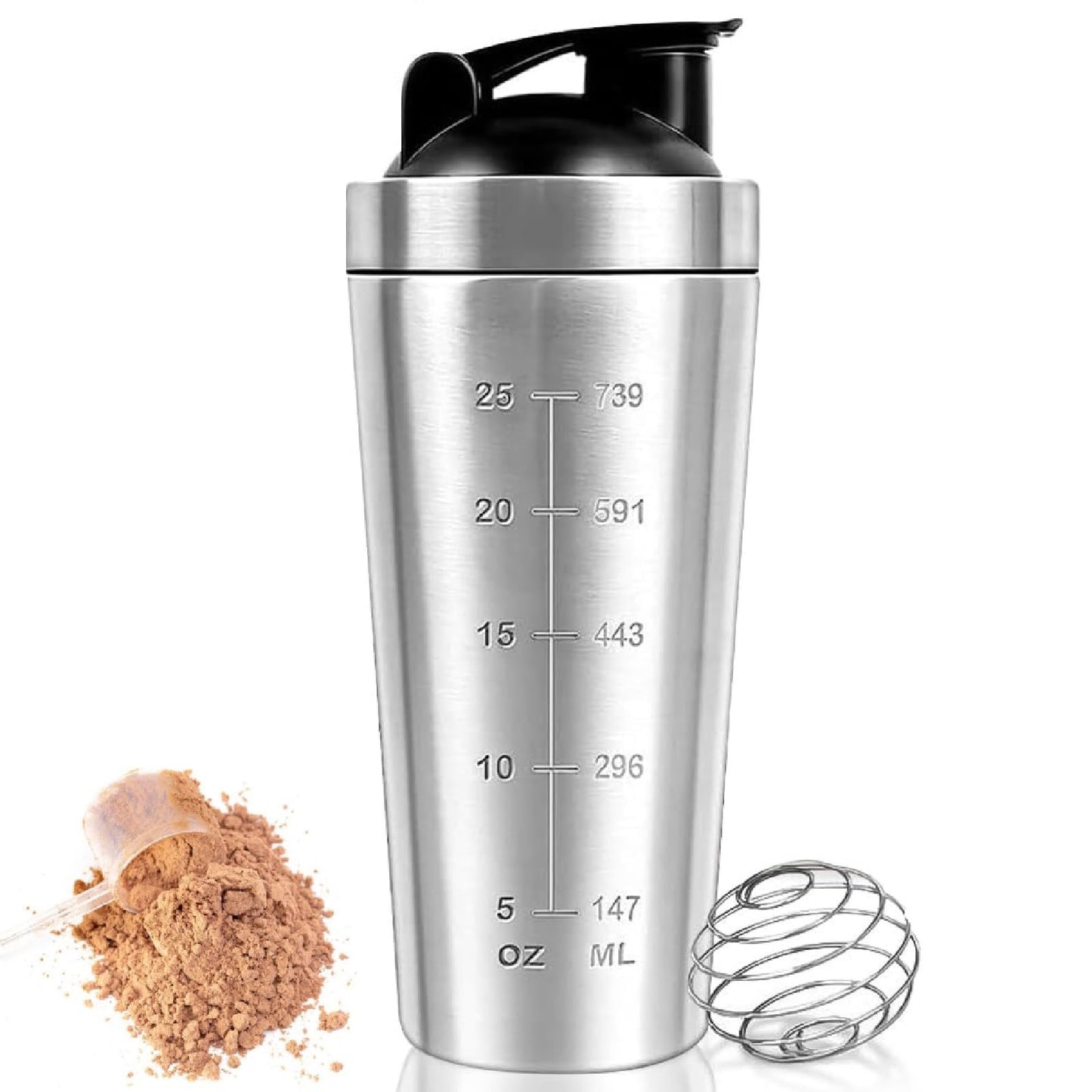 Shaker Proteico in Acciaio Inox, Bottiglia Shaker per Proteine, Shaker da Palestra da 750ml, Shaker Bottle Portable Shaker per Proteine Fitness Borraccia Fitness Bottiglie per Miscele