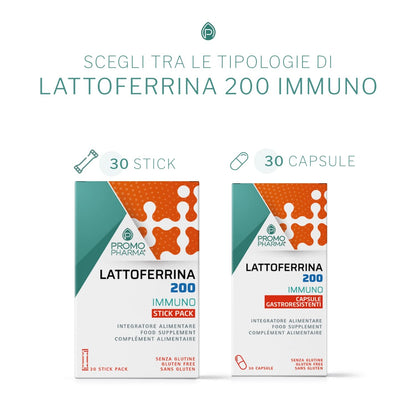 Lattoferrina 200 Immuno - Integratore Alimentare - Sostegno al Sistema Immunitario e alle Difese dell'Organismo, Ideale per Tutta la Famiglia - 30 stick pack da 1 g