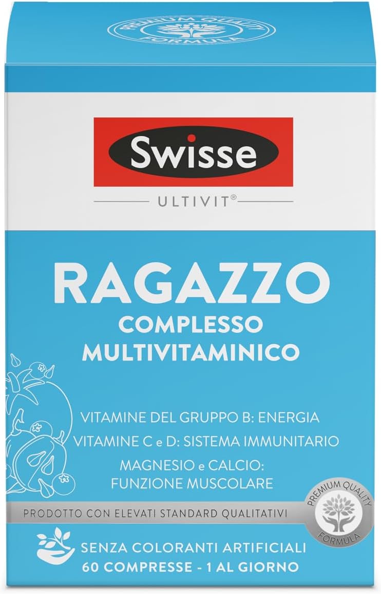 Swisse Multivitaminico Ragazzo, Integratore Alimentare Multi-nutriente per Integrare la Nutrizione dei Ragazzi, 60 Compresse