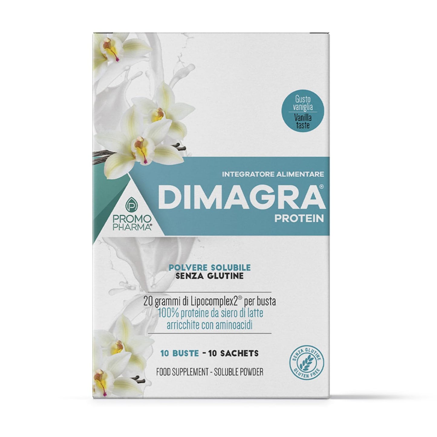 Dimagra Protein - Integratore Alimentare con proteine da siero del latte - Per dimagrire, disintossicare, per il mantenimento e la crescita della massa muscolare - Gusto cioccolato, 10 buste da 22 g