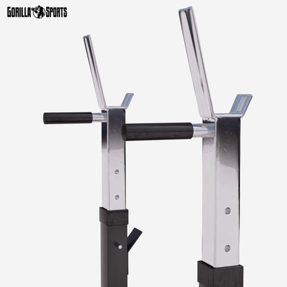 GORILLA SPORTS® Panca Pesi - con Porta Bilanciere, Regolabile e Pieghevole, Carico Max. 200kg, in Altezza, Nera/Bianca - Panca Piatta, Palestra, per Sollevamento, Multifunzione, Allenamento, Fitness