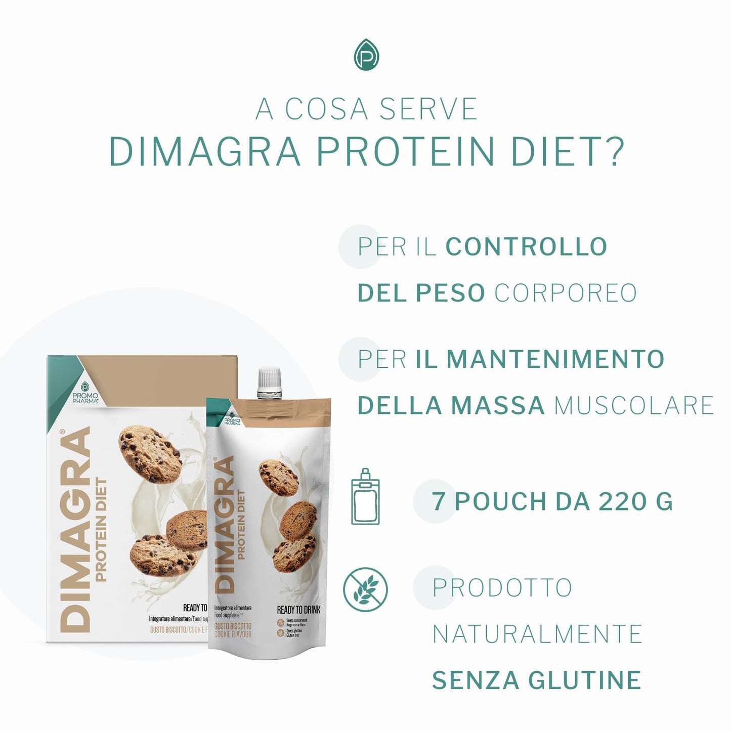 Dimagra Protein - Integratore Alimentare con proteine da siero del latte - Per dimagrire, disintossicare, per il mantenimento e la crescita della massa muscolare - Gusto cioccolato, 10 buste da 22 g