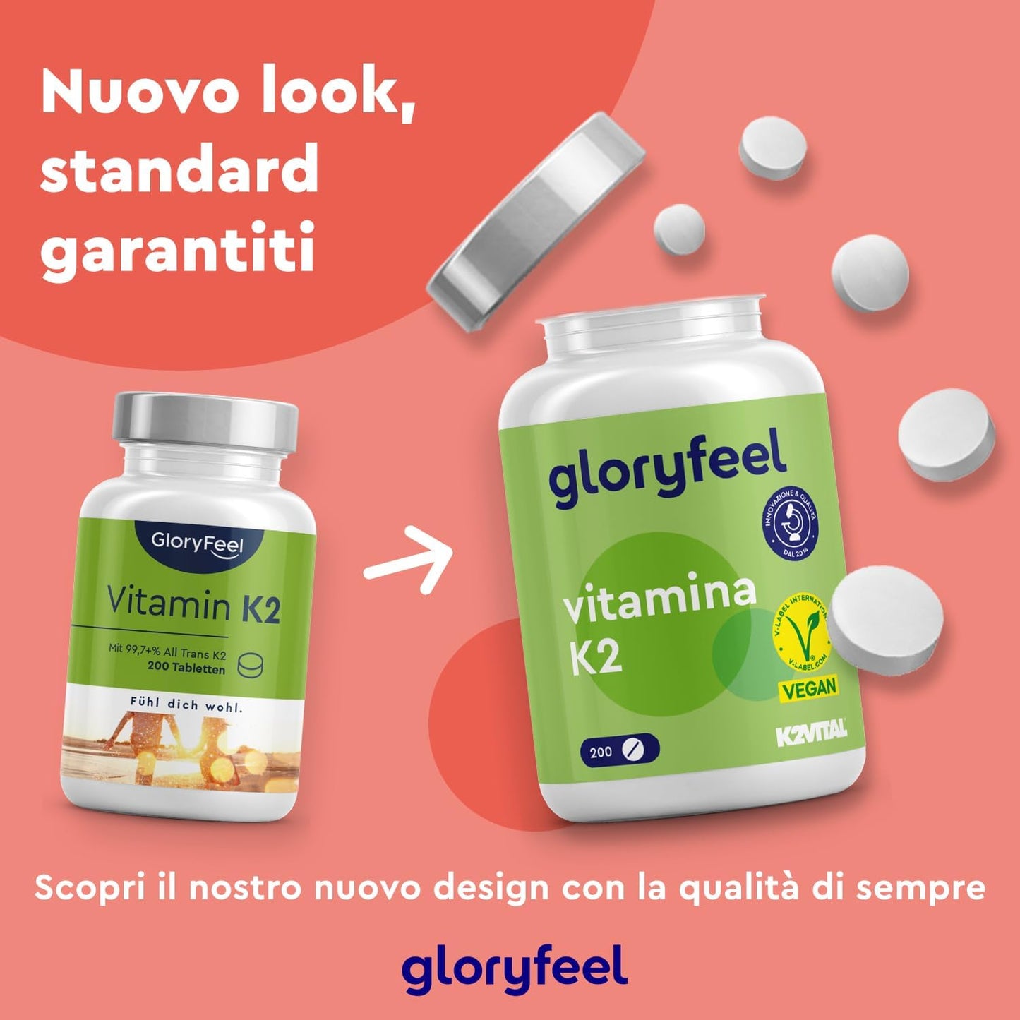 Vitamina K2 MK7, 200 Compresse, Qualità Premium K2VITAL®, 200µg per Compressa ad Alto Dosaggio, Menachinone Premium 99,7+% All Trans MK7, Integratore Vit K2 per Articolazioni & Cartilagini