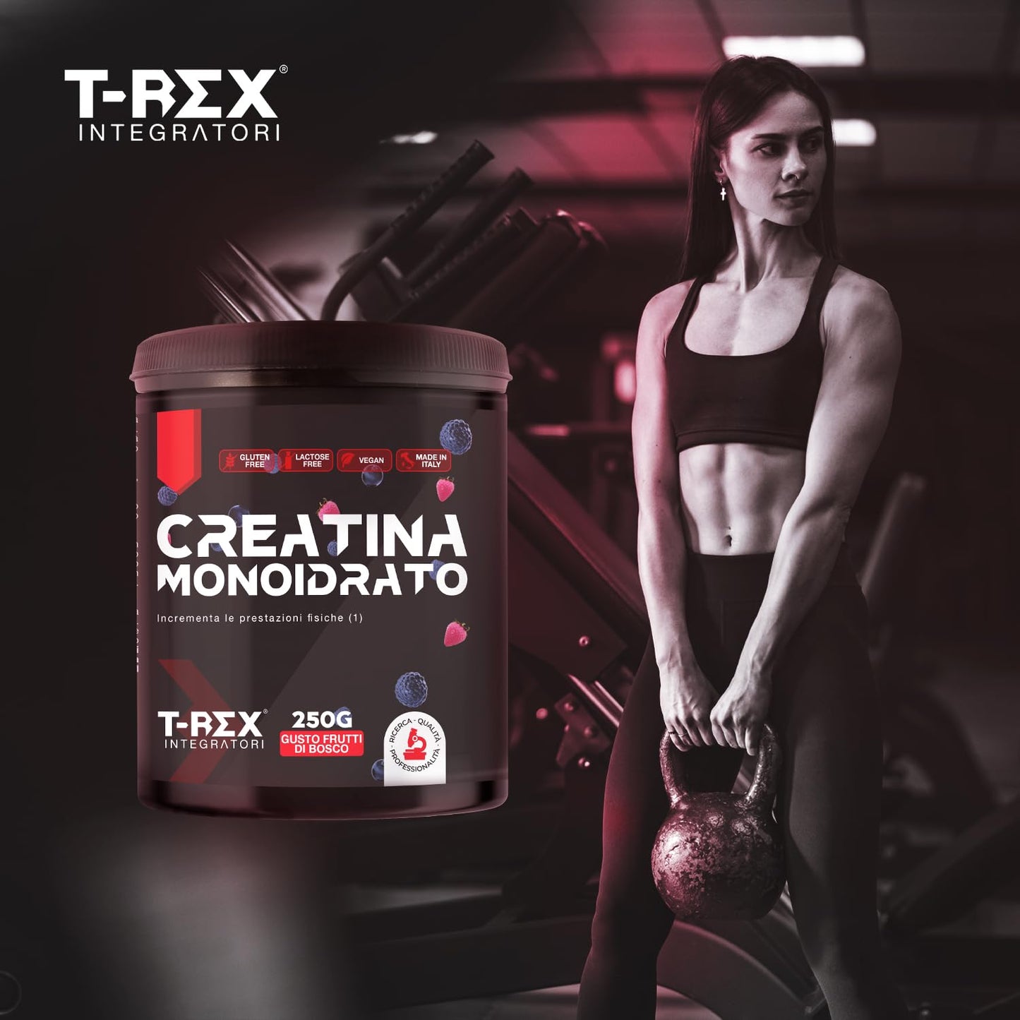 T-Rex Integratori Creatina Micronizzata Monoidrata 100 compresse da 1300mg - Integratore alimentare per massa muscolare e boost energetico pre workout