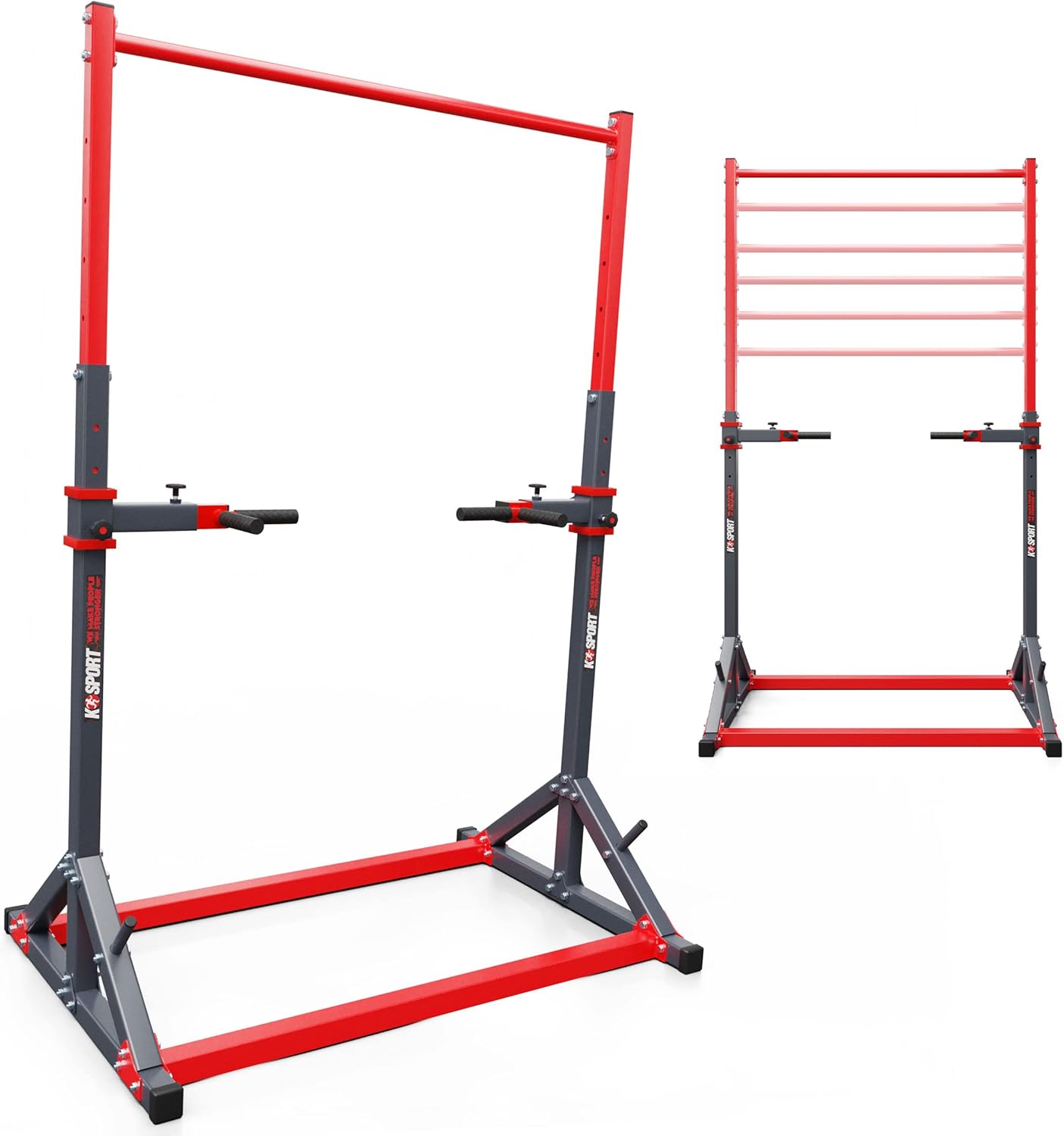 K-Sport: Power Tower + Dip Station con una capacità di carico fino a 140kg I Barra multifunzione trazioni e impugnature per flessioni I Pull up station & Dip Bar per allenamento muscolare incl. E-Book