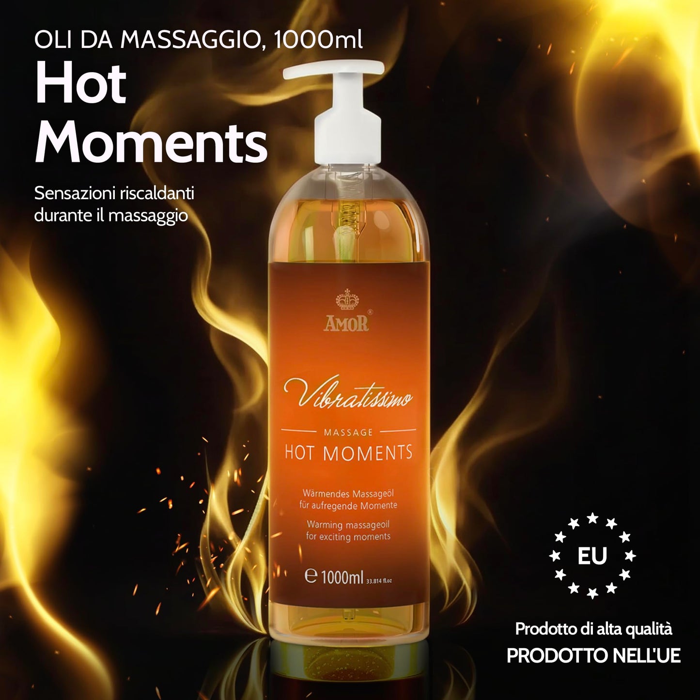 Vibratissimo “Hot Moments”: olio da massaggio riscaldante e lenitivo, 100 ml