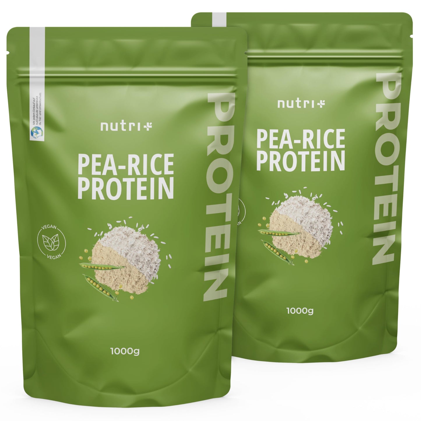 Proteine del Pisello + Riso neutre 1 kg - Proteina vegana in Polvere senza Soia, Zucchero, Lattosio o Edulcorante, Sucralosio - Natural Protein 1000 g - 77% Contenuto proteico