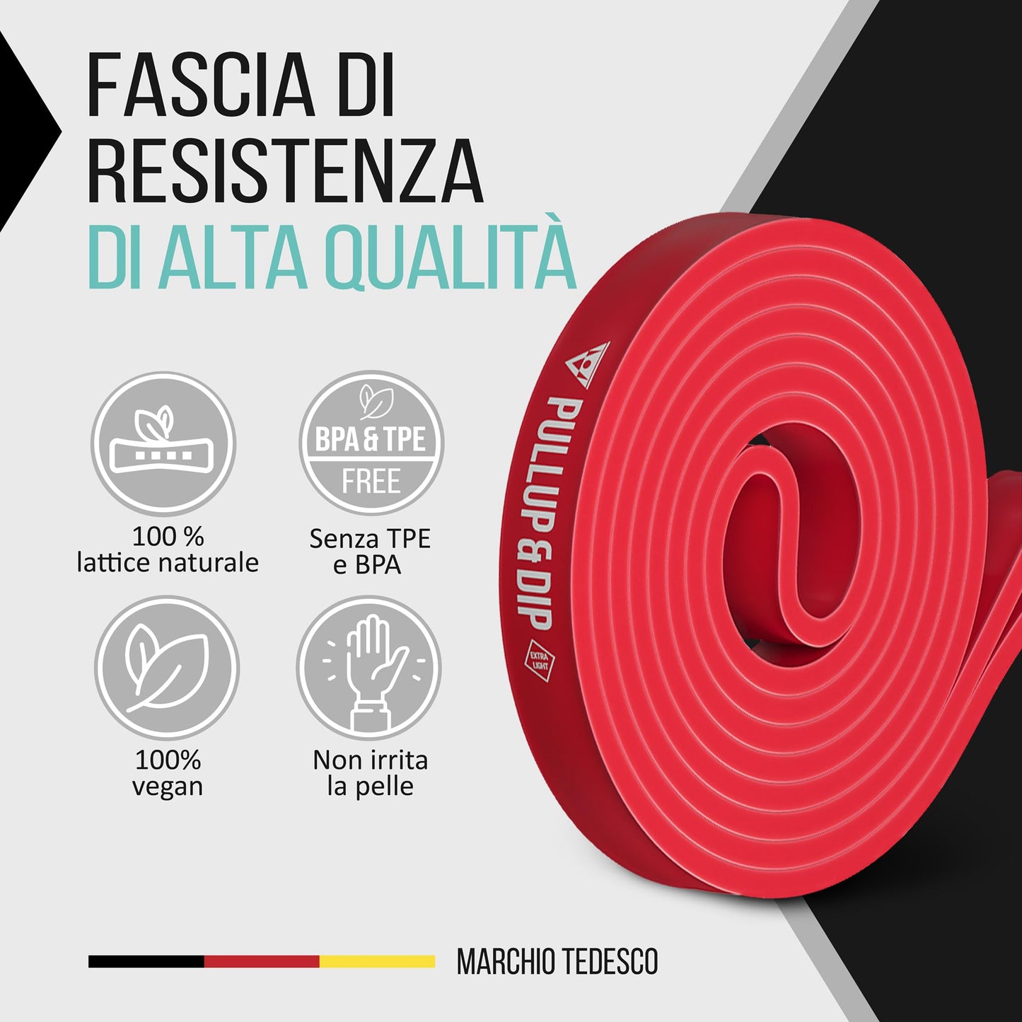 PULLUP & DIP Elastico Fitness per Trazioni, Bande Elastici Fitness con Borsa, Gancio Porta (per Set) e Guida Esercizi, Bande Elastiche di Resistenza, Resistance Bands per Calisthenics, Freeletics