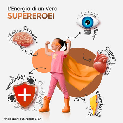 Multivitaminico Bambini Con Omega 3 6 9, 120 Caramelle Gommose (2 Mesi), Gusto di Lampone e Arancia, 12 Vitamine + Zinco e Inositolo, Vegetariano, Senza Gelatina, Orsetti Gommosi Senza Additivi Nocivi