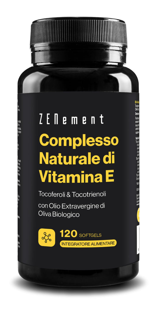 Vitamina E Naturale, Tocoferoli e Tocotrienoli, 120 Capsule Molli | Migliore Biodisponibilità, Massimo Assorbimento | Vitamina E Capsule per Viso, Antiossidante, Pelle e Anti-aging | Zenement