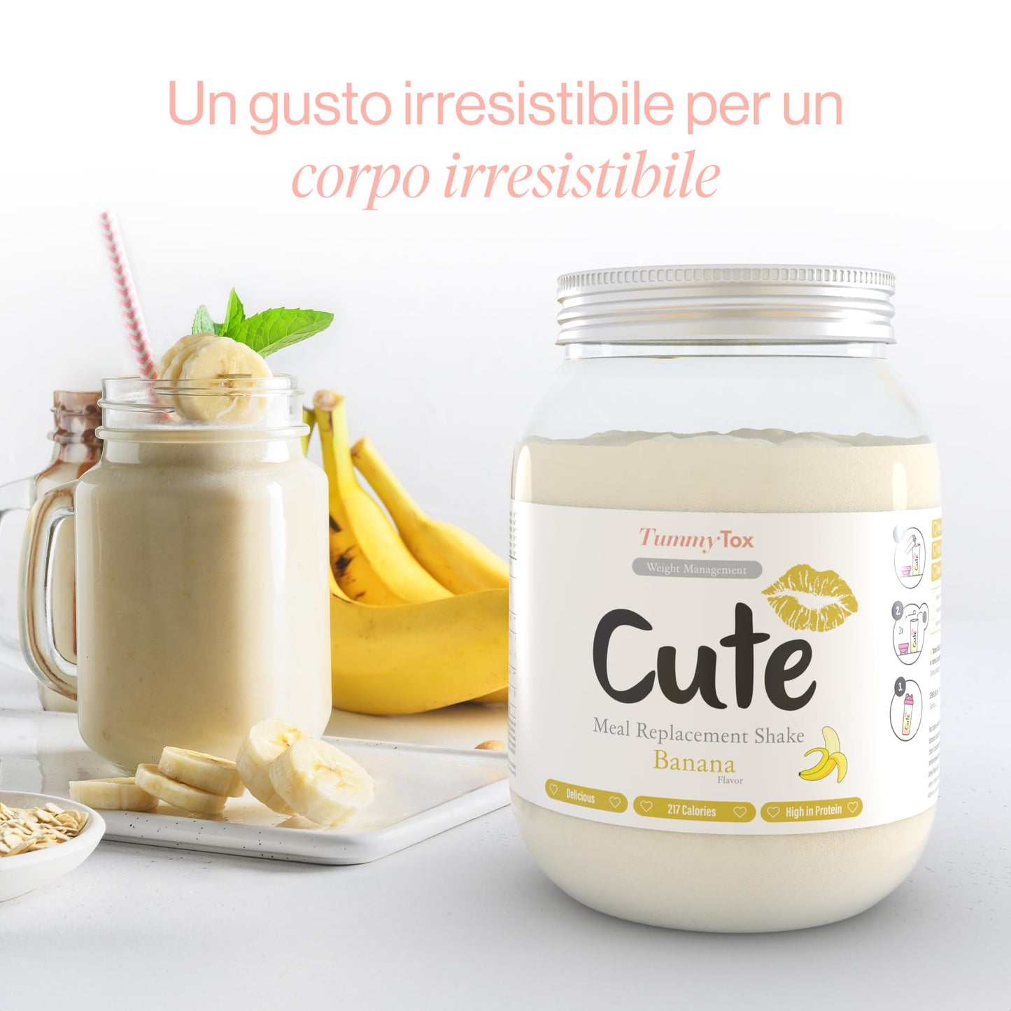 Cute Nutrition Frullato Sostitutivo del Pasto al Cioccolato - Shake Dietetico con Vitamine - Confezione da 500g con E-book Gratis di TummyTox