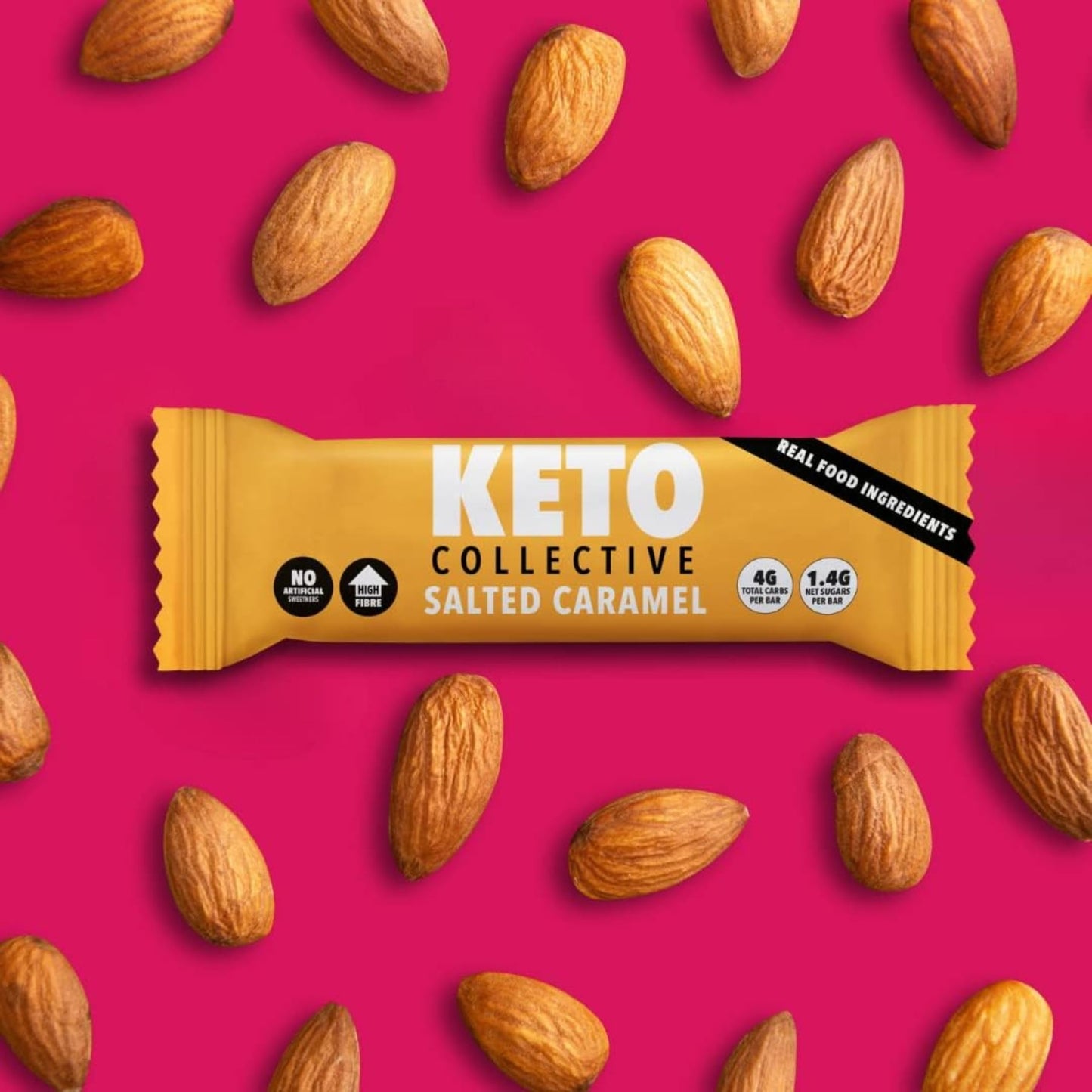 Keto Collective Barrette Cheto | Caramello Salato | 15 x 40g | 2,5g carboidrati netti | Low Carb | Ingredienti Naturali