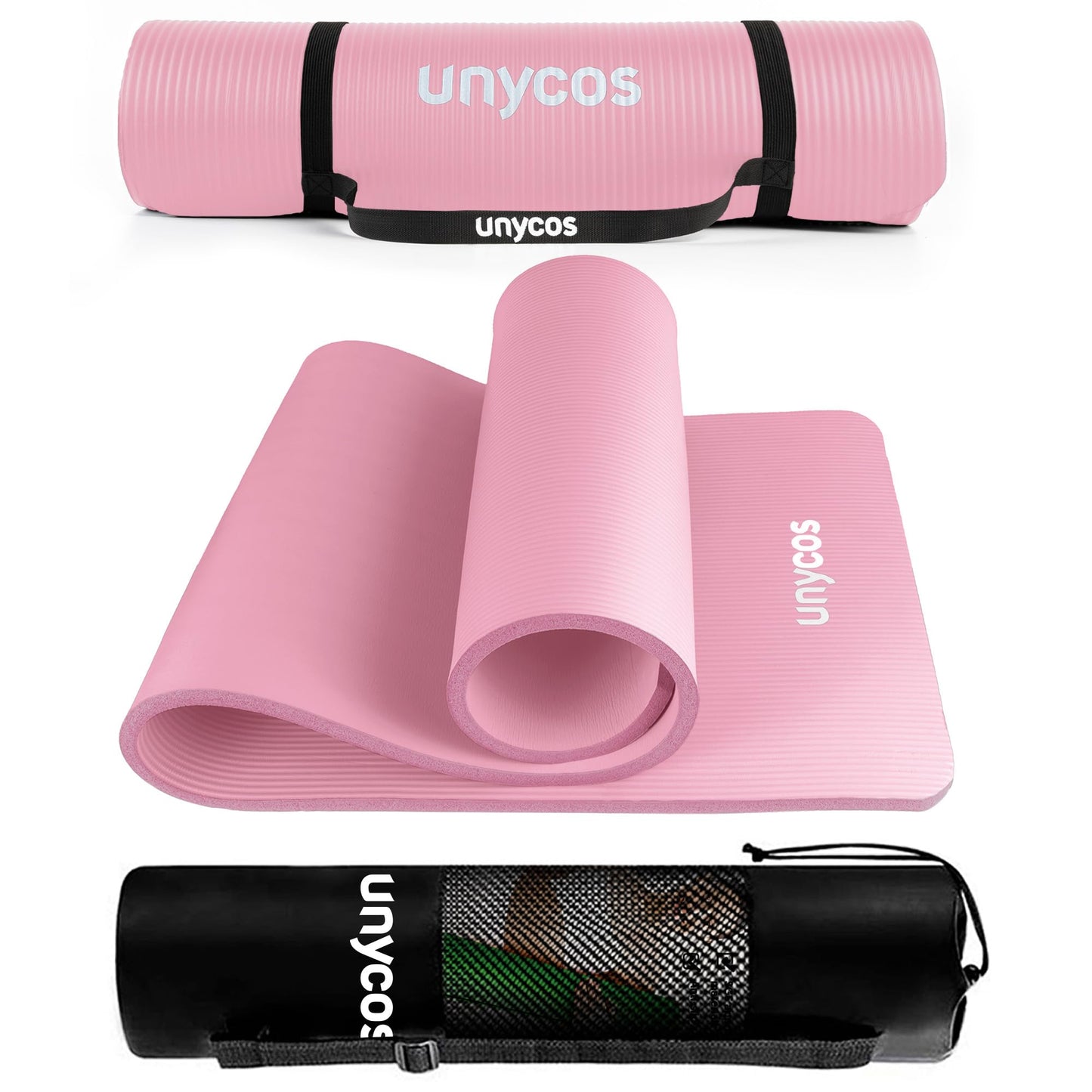 unycos - Tappetino Antiscivolo da Yoga, Pilates e Ginnastica Extra Spesso 10/15 mm, 183x60 cm, Materassino Fitness con Schiuma NBR Confortevole, Tracolla, Borsa ed E-Book di 50 Esercizi