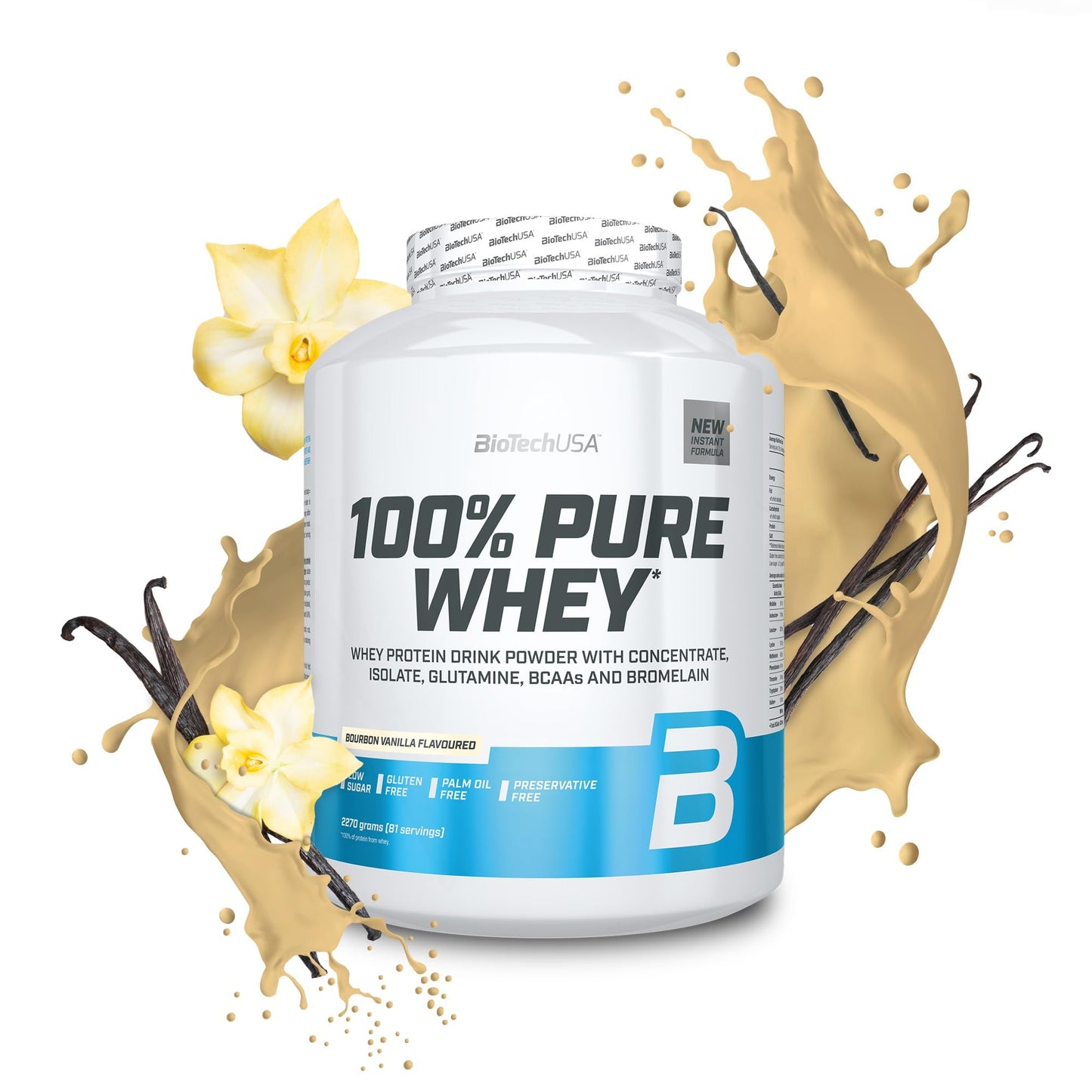 BioTechUSA 100% Pure Whey Complesso proteico del siero di latte con bromelina, aminoacidi, senza zuccheri aggiunti, senza olio di palma e con edulcorante, 1 kg, Cioccolato