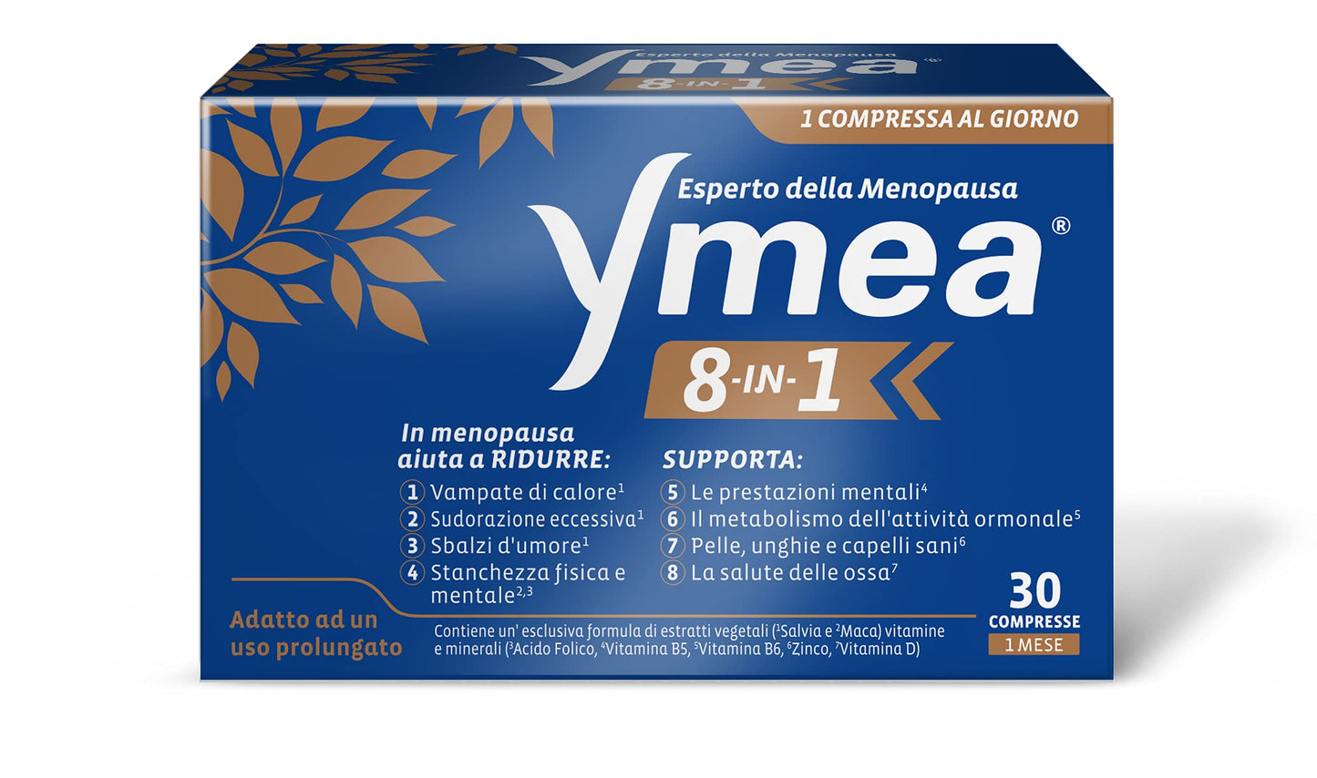 Ymea 8 In 1 Integratore Alimentare Esperto Della Menopausa, Ideale Contro Gli 8 Disturbi Più Comuni Della Menopausa, Supporta Il Metabolismo E La Salute Delle Ossa, 30 Compresse