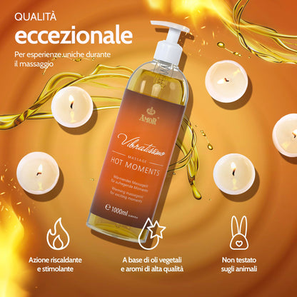 Vibratissimo “Hot Moments”: olio da massaggio riscaldante e lenitivo, 100 ml