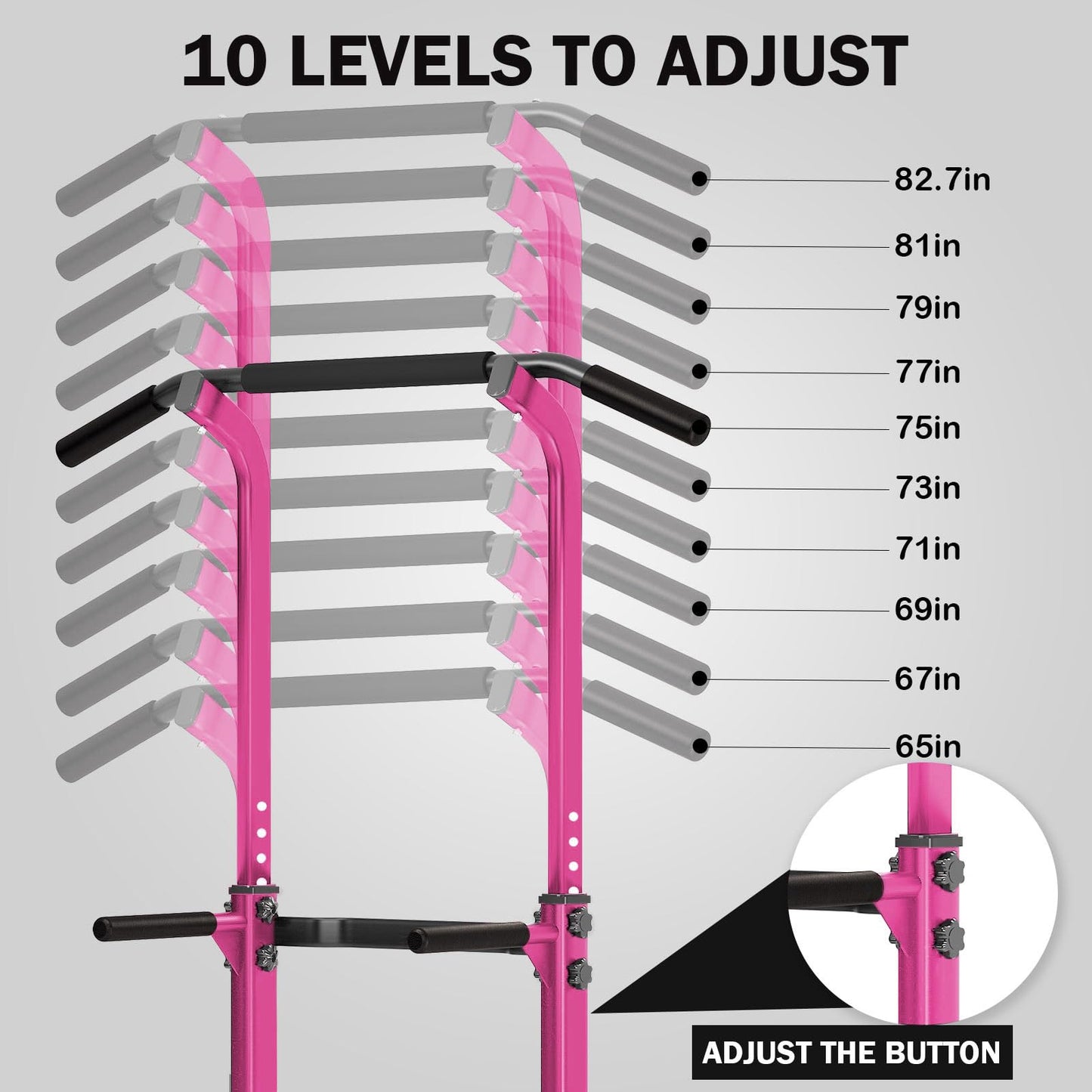 SogesHome Power Tower Stazione Multifunzionale Professionale Barra per Esercizi a Torre per Esercizi di Allenamento a casa e Palestra 75 x 82 x 165-210 cm