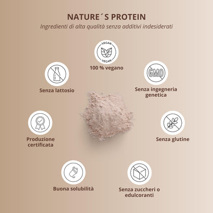 nutri+ Natures Protein Powder Cocco 500g - proteine naturali in polvere senza edulcoranti, lattosio, zucchero e latte - proteina vegetale in polvere - gusto Noce di Cocco