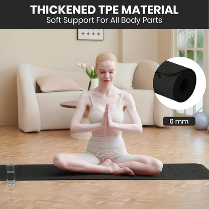 Good Nite Tappetino da yoga da 6 mm, in TPE, antiscivolo, per fitness, pilates, allenamento, yoga, pilates, allenamento, 183 x 61 x 0,6 cm